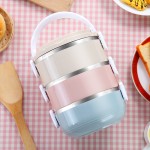 WORTHBUY Portable Macaroon Color Japanese Bento Box Leak-Proof Stainless Steel Thermal Lunch Box Food Fruit Storage Kids Box