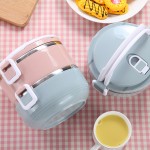 WORTHBUY Portable Macaroon Color Japanese Bento Box Leak-Proof Stainless Steel Thermal Lunch Box Food Fruit Storage Kids Box