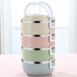 WORTHBUY Portable Macaroon Color Japanese Bento Box Leak-Proof Stainless Steel Thermal Lunch Box Food Fruit Storage Kids Box