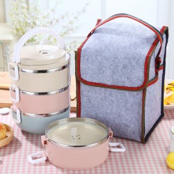 WORTHBUY Portable Macaroon Color Japanese Bento Box Leak-Proof Stainless Steel Thermal Lunch Box Food Fruit Storage Kids Box