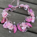 Wedding Bridal Hair Flower Crowns Handmade Pearl Flower Wreath Woman Girls Butterfly Flower Garland Headbands Hair Accessories
