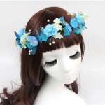Wedding Bridal Hair Flower Crowns Handmade Pearl Flower Wreath Woman Girls Butterfly Flower Garland Headbands Hair Accessories