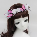 Wedding Bridal Hair Flower Crowns Handmade Pearl Flower Wreath Woman Girls Butterfly Flower Garland Headbands Hair Accessories