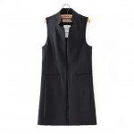 White Black Office Elegant Sleeveless Blazer Autumn Vest Women Stand Collar Long Waistcoat Casual Jacket Colete Feminino