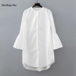 White Shirt Dress Summer 2017 Fashion Flare Sleeve Elegant Woman Dress Casual Clothing Vestidos