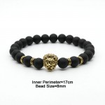 Wholesale Antique Gold-Color Buddha Leo Lion Head Bracelet Black Lava Stone Beaded Bracelets For Men Women Pulseras Hombre N4-3