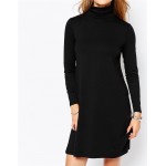 Wholesale Europe fashion brand lady winter dress high collar knit women dress sexy office black dresses female vestidos S-XL