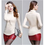 Wholesale Women Newest Spring Autumn Plus Size Long Sleeve T-Shirts Fashion Pure Color Turtleneck Knitting Basic T-Shirts