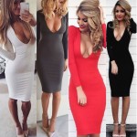 Winter 2017 Warm Fabric White Party Dresses Vestidos Deep V-neck long sleeve dress women Bandage Sexy Club Night Wear Bodycon