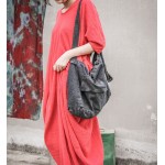 Winter Dress Long Sleeve Solid Color Cofee Red Blue Women Full Dress Cotton Linen Women Dress Plus Size Casual Maxi Dresses