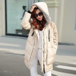 Winter Duck Down Coats Women Loose Medium-long Hooded Jacket Casual Military Parkas Overcoat Thickening Plus Size Snowwear