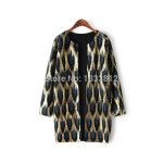 Winter Hot Sale 2016 New Europe And America Women's Tide Leopard Bronzing Sweater Coat Round Collar Knitting Sweater Coat