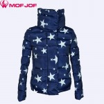Winter Jacket Women Jacket Coat STAR pirnt short style High Collar Parkas For Women Winter Colors Warm Female Outwear Coats