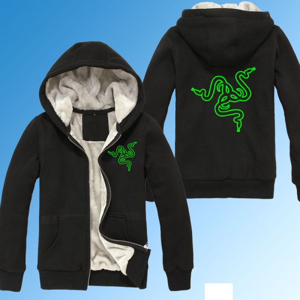 Winter Thicken Razer Print Gaming warm Hoodies sweatshirt winter clothing Men women coat jacket