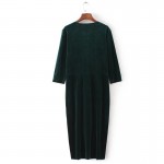 Winter Velvet Dress Cross Deep V Long Sleeve Sexy robe Solid Color Women Casual Dresses Plus Size XZWM1123