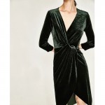 Winter Velvet Dress Cross Deep V Long Sleeve Sexy robe Solid Color Women Casual Dresses Plus Size XZWM1123