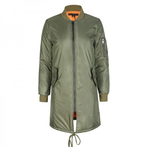Winter army green ladies bomber jacket women's spring jackets female padded long basic coats military outerwear 2017 new
