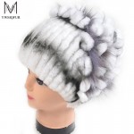 Winter fur hat for women real rex rabbit fur hat with silver fox fur flower knitted beanies 2017 new sale high-end women fur cap