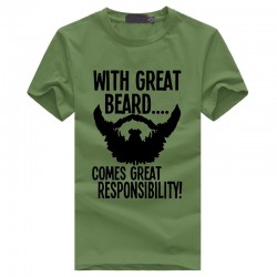 With Great Beard Comes Great Responsibility Funny Men's T-Shirt fashion hiphop fitness tops tee casual streetwear brand clothing