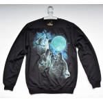 Wolf Pattern Hip Hop Sweatshirt Cotton Hoodies Mens Harajuku Long Sleeve Crewneck Pullovers Tops Couples Clothes Size XXL X286