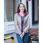 Woman 90% White Duck Down Jacket Hooded Ultra Light Down Jackets Reversible Female Parkas Plus size 