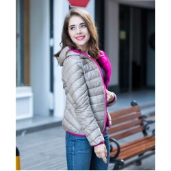 Woman 90% White Duck Down Jacket Hooded Ultra Light Down Jackets Reversible Female Parkas Plus size 