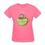 Woman Best Sloffee t-shirts Designer  Big Girls Blue T-Shirt Sloth Coffee O-Neck Tops On Sale