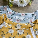 Woman Dress Spring Dresses Long Sleeve Blue Yellow Floral Dress O Neck High Waist Mori Gril Lolita Dress