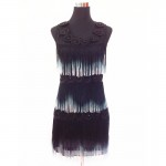 Women 1920s Beaded Fringe Scalloped Petal Gatsby Flapper Dress Costume Tiered Tassels Appliques Flower Summer Party Dress 