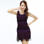 Women 1920s Beaded Fringe Scalloped Petal Gatsby Flapper Dress Costume Tiered Tassels Appliques Flower Summer Party Dress 