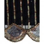 Women 1920s Gatsby Themed Party Dress Vintage Flapper Girl Sequined Beaded Back Deep V Sleeveless Black Backless Summer Dress 