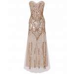 Women 1920s Long Strapless Gold Off Shoulder Art Deco Dress Gatsby Vestido Longo De Festa Lace-Up Sequin Sexy Party Gown 