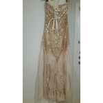 Women 1920s Long Strapless Gold Off Shoulder Art Deco Dress Gatsby Vestido Longo De Festa Lace-Up Sequin Sexy Party Gown 