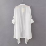 Women Asymmetric Length Sun Protection Chiffon Coat Casual Long Thin Open Stitch Jacket Summer Spring Ladies'Sweetwear Outwear