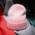 Women Autumn Winter Warm Rabbit Fur Knitted Beanies Thick Double Layer Wool Skullies Female Hat