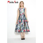 Women Casual Dress O-Neck Sleeveless Floral Print Elegant High Waist Vest Tank Dresses Female Fashion Vestidos Plus Size S-2XL 