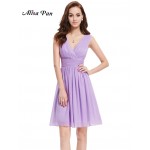 Women Clothing Dresses Alisa Pan HE03989 Double V-neck Red Plus Size Short Summer Dress Casual Dresses