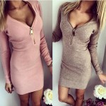 Women Dress Long Sleeve V-neck Dress Sexy Stretch Bodycon Dresses 2015 Fashion Sring Autumn Style One Piece Casual Clothing