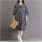 Women Dress Loose Floral Print Three Quarter Sleeve Expansion Bottom Spring Dress Size S-2XL