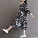 Women Dress Loose Floral Print Three Quarter Sleeve Expansion Bottom Spring Dress Size S-2XL