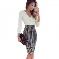 Women Dress Plus Size 6l Long 2016 Autumn New Causal Full Sleeve Causal Slim Pencil Dresses Girls Teenagers Vestidos Femininos