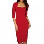 Women Dresses Hot Sale New Fashion Half Sleeve Knee-length Bodycon Pencil Party Dresses Size S M L XL XXL