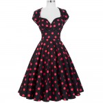 Women Dresses Summer Robe Sexy Vestidos Plus Size Floral Print Retro 50s 60s Vintage Dress Hepburn Pinup Cocktail Party Dresses