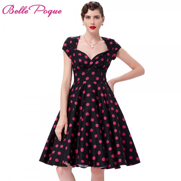 Women Dresses Summer Robe Sexy Vestidos Plus Size Floral Print Retro 50s 60s Vintage Dress Hepburn Pinup Cocktail Party Dresses
