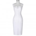 Women Elegant White Bandage Pencil Dress Ladies Fitted Bodycon Dress Summer Office Party Dresses Robe Femme Kate Kasin