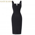 Women Elegant White Bandage Pencil Dress Ladies Fitted Bodycon Dress Summer Office Party Dresses Robe Femme Kate Kasin