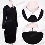 Women Formal Bodycon Slimming Business Pencil Dresses Office Ladies Wear to Work Outfit Solid Color Long Sleeve Dress E751