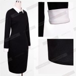 Women Formal Bodycon Slimming Business Pencil Dresses Office Ladies Wear to Work Outfit Solid Color Long Sleeve Dress E751