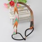 Women Girls Wooden Headband Retro Hair Band Printing Flower Headpiece Hair Accessories Elastic Turban Hairband Wreath