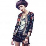Women Jacket  Autumn Outerwear Vintage Tribal Printed ethnic jacket  blouson femme Slim Coat  ONY8090